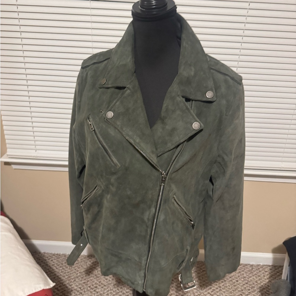 Lucky Brand Women’s Casual Lamb Suede Moto Jacket Grayish Size XL